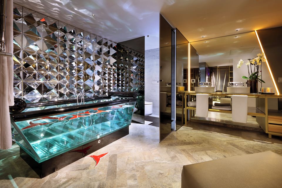 Shower, free toiletries, hair dryer, bathrobes