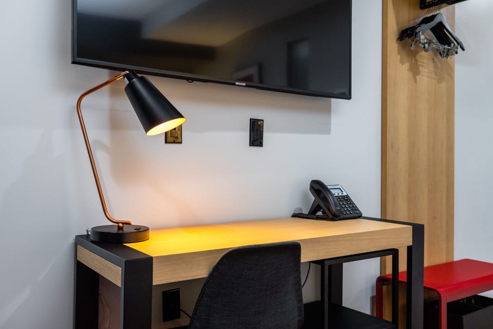 Egyptian cotton sheets, premium bedding, desk, laptop workspace