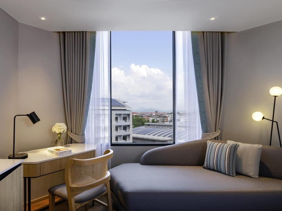 In-room safe, desk, laptop workspace, blackout drapes