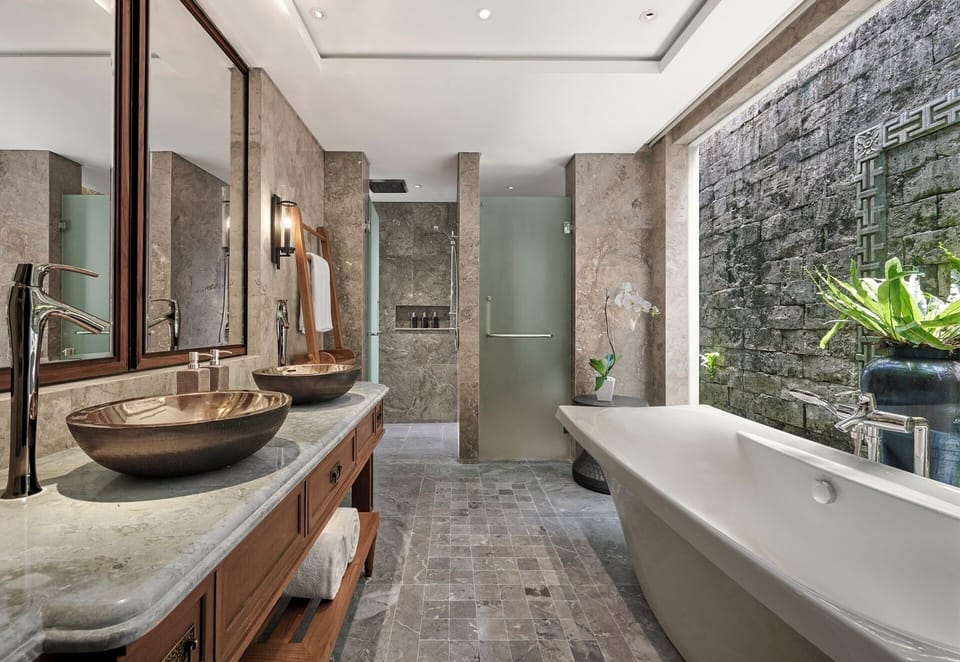 One Bedroom Panoramic View Pool Villa | Bathroom | Separate tub and shower, free toiletries, hair dryer, slippers