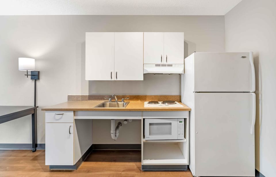 Studio, 1 Queen Bed, Accessible, Non Smoking | Private kitchen | Full-size fridge, microwave, stovetop, coffee/tea maker