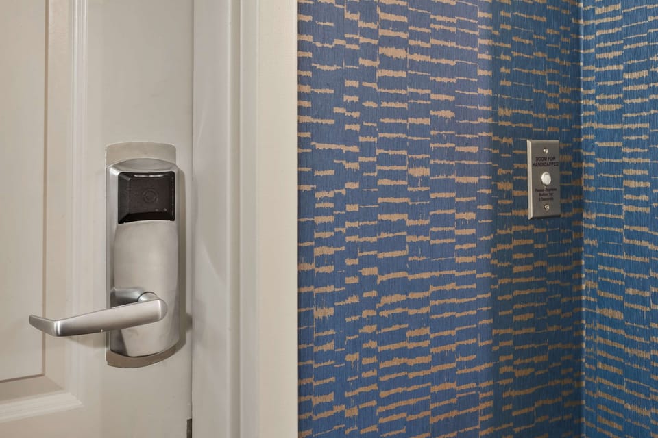 Hypo-allergenic bedding, down comforters, desk, laptop workspace