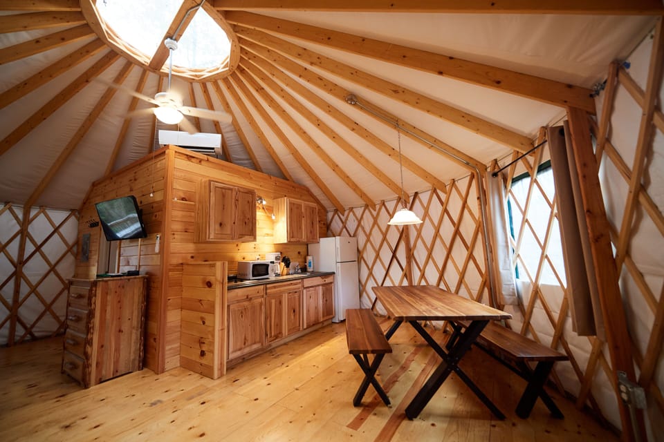 Studio, Multiple Beds, Non Smoking (Yurt, Linens Not Included, No Pets) | Private kitchen | Full-size fridge, oven, stovetop, toaster
