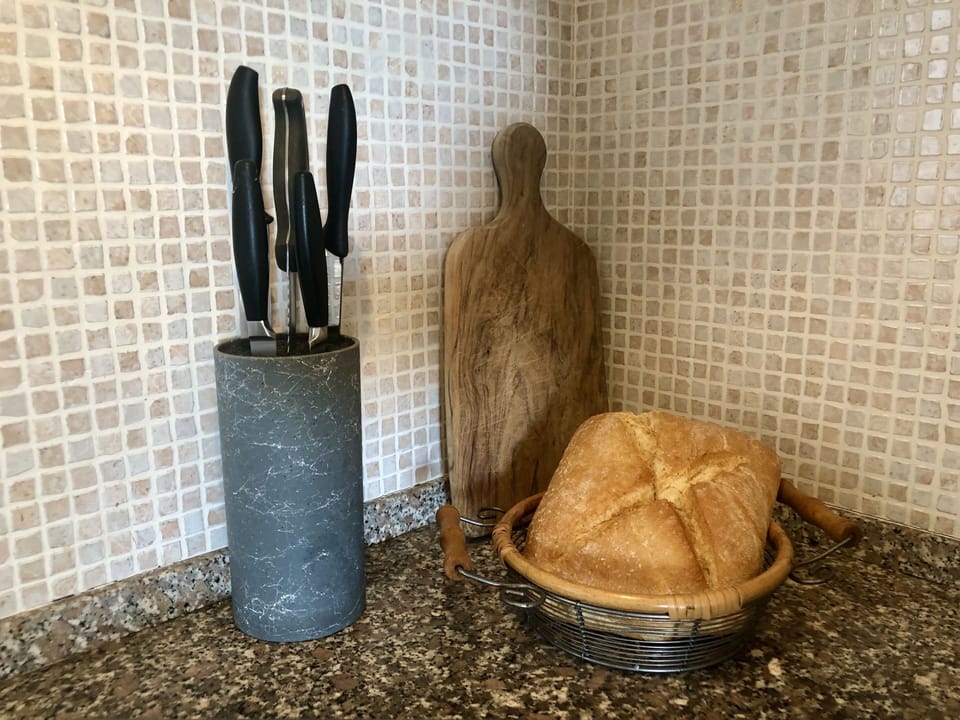 Panoramic Penthouse | Private kitchen | Full-size fridge, microwave, oven, stovetop