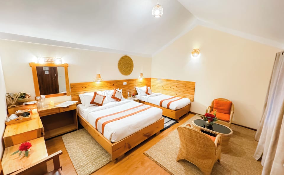 Deluxe Double Room, Mountain View, Garden Area | Desk, free WiFi, bed sheets