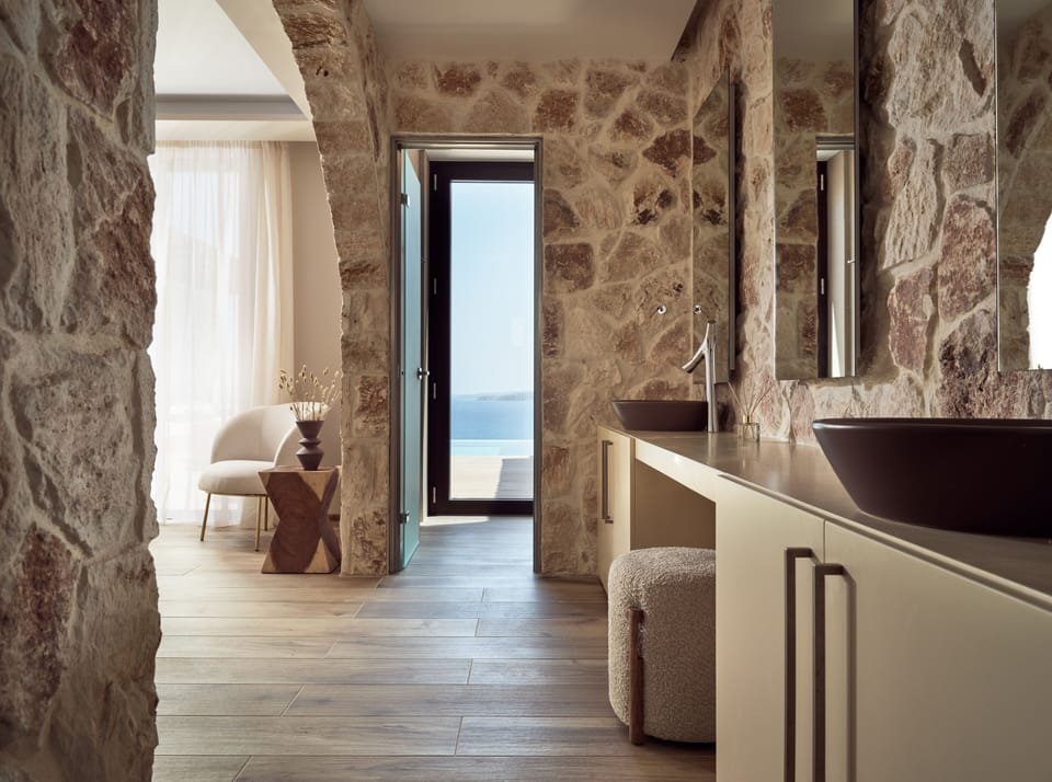 Shower, rainfall showerhead, designer toiletries, hair dryer