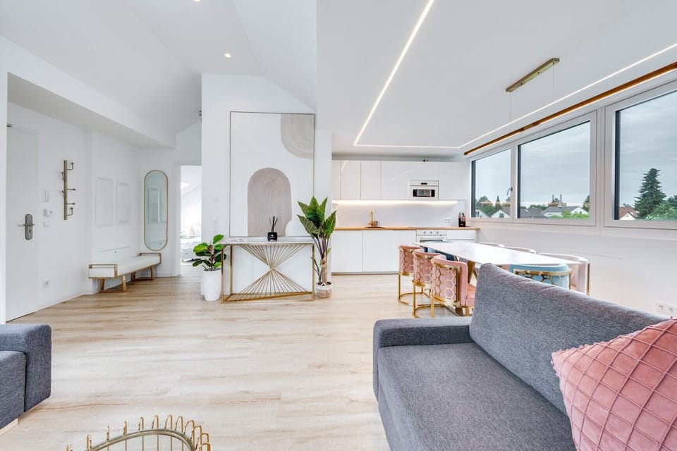 Luxury Condo | Living area | 50-inch Smart TV with cable channels, TV, Netflix
