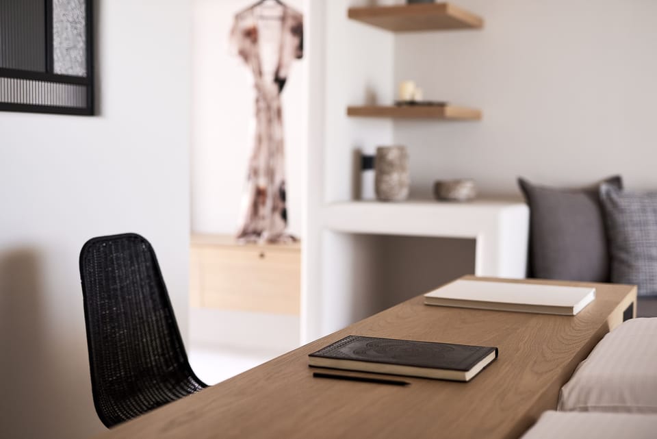 Superior Room, Private Pool, Sea View | In-room safe, desk, laptop workspace, blackout drapes