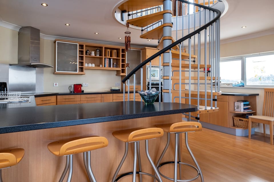 Fridge, electric kettle, toaster, cookware/dishes/utensils