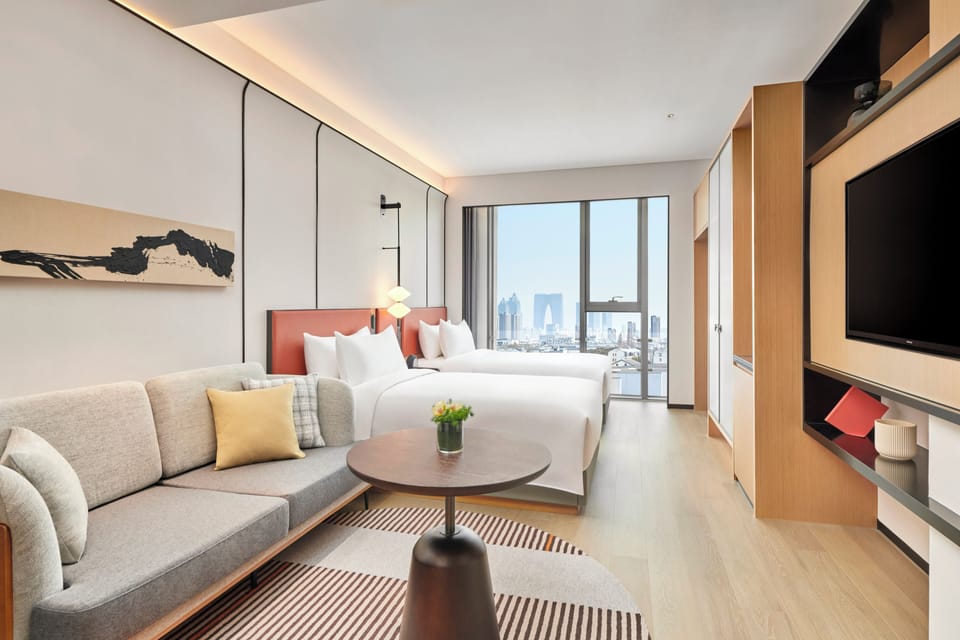 Habitat Twin Room | Premium bedding, memory foam beds, in-room safe, laptop workspace