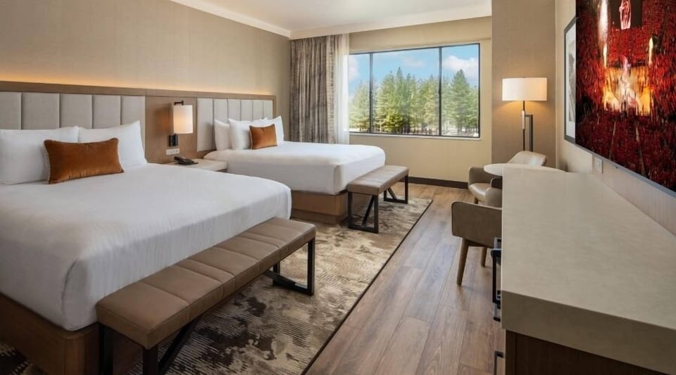 Sunset Double Queen Beds | Premium bedding, in-room safe, iron/ironing board, WiFi