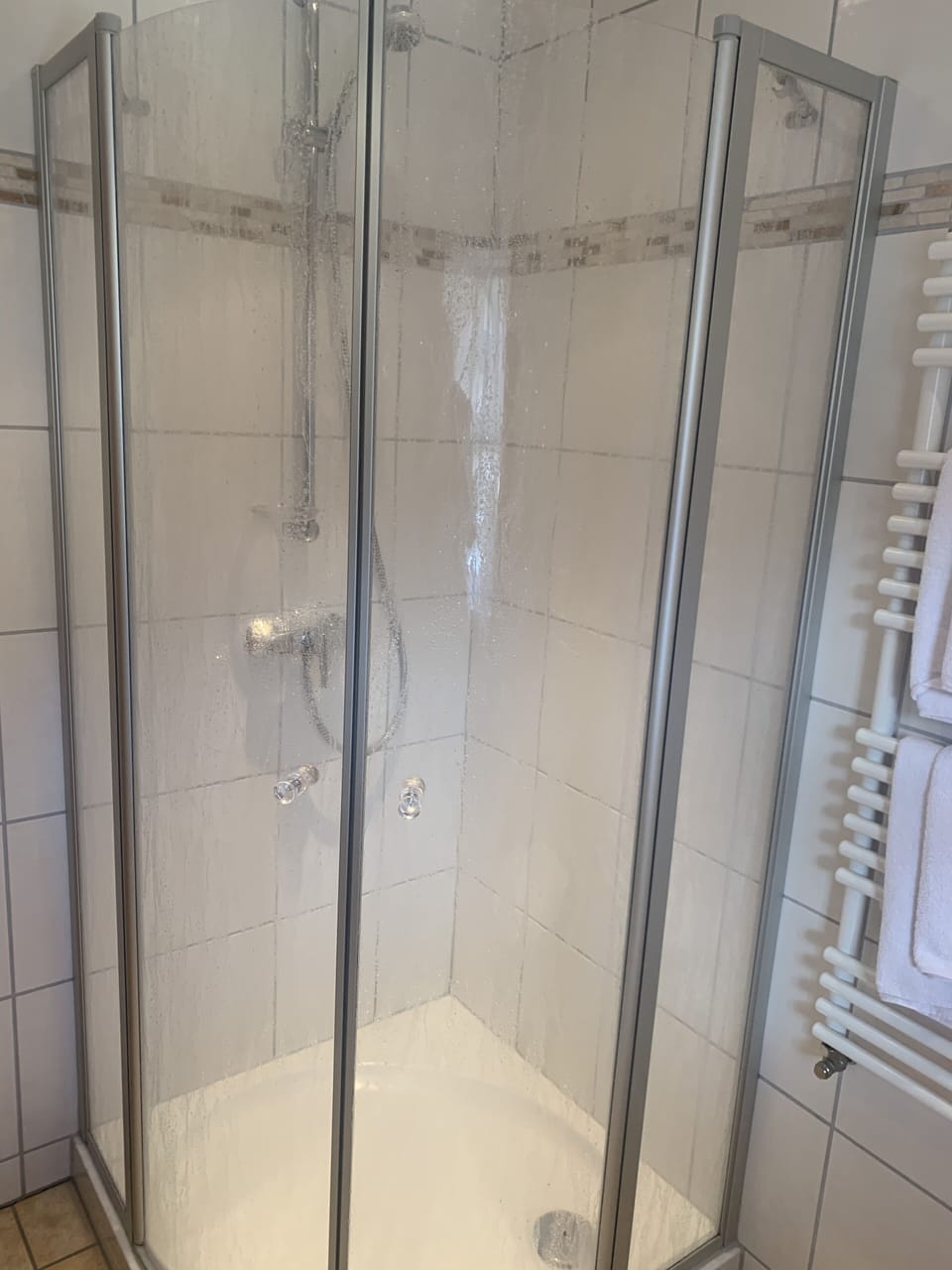 Standard Double Room | Bathroom | Shower, hair dryer, towels, soap