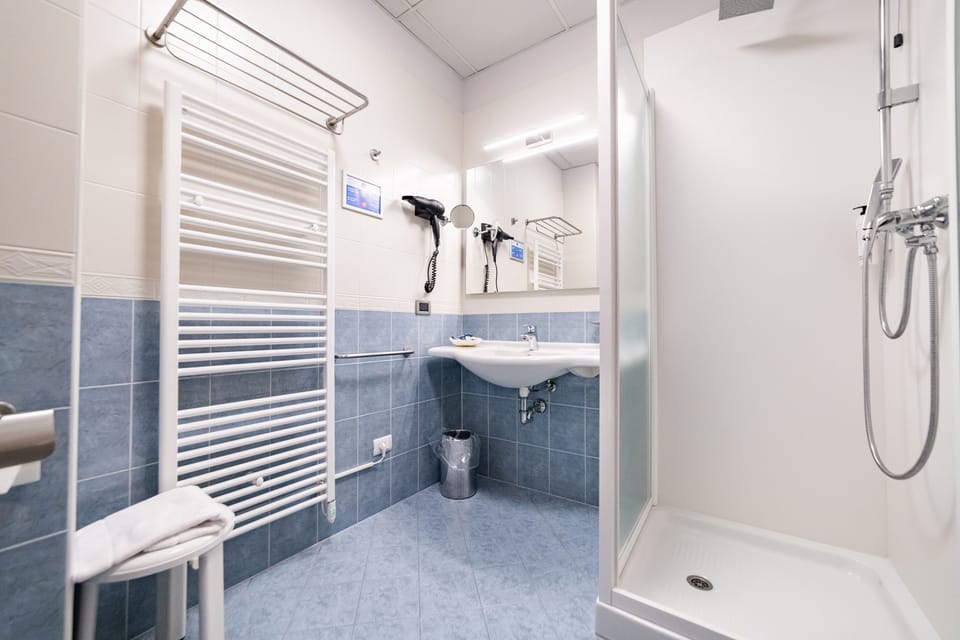 Shower, rainfall showerhead, slippers, bidet