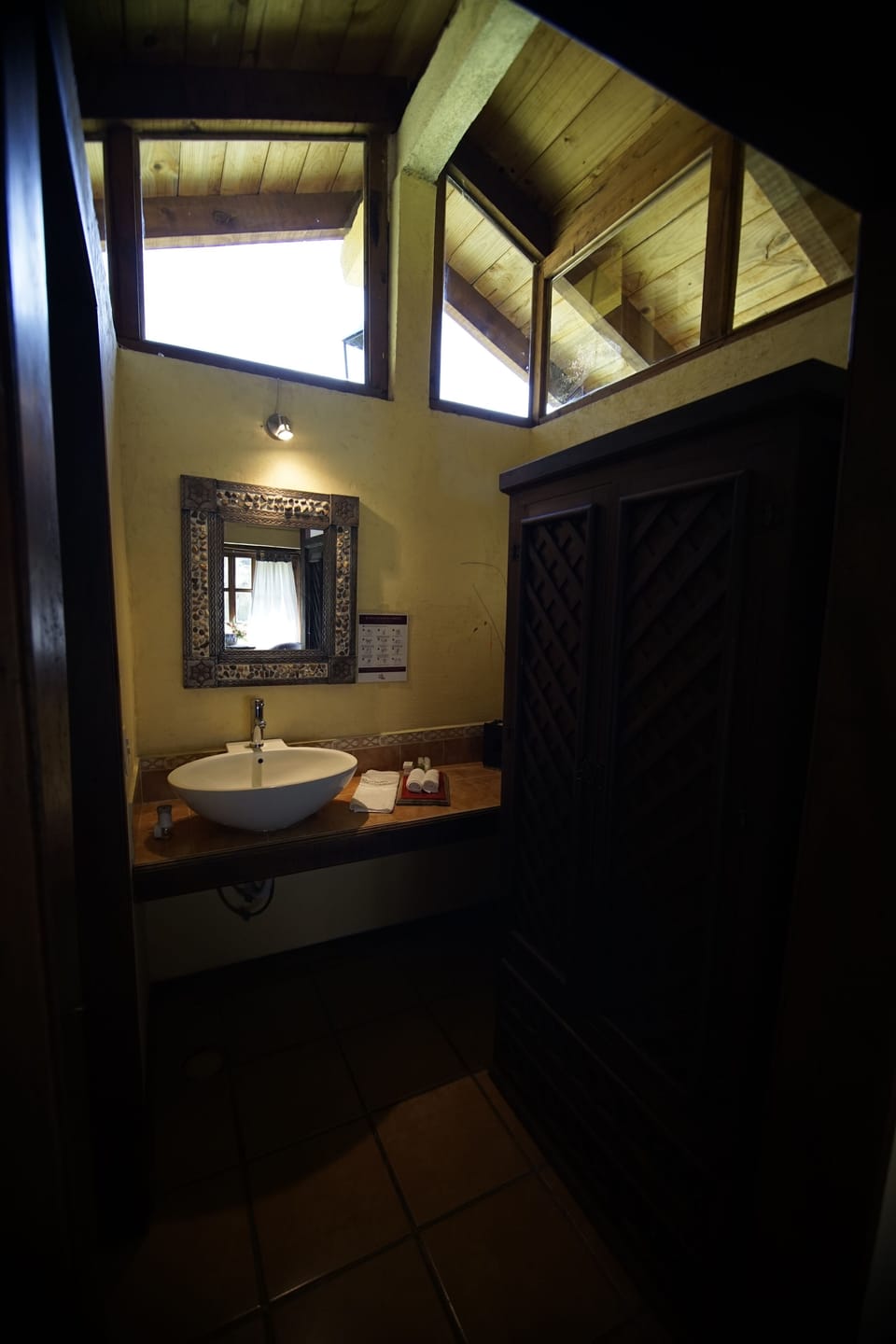 Standard Cabin, 1 King Bed (Capulin) | Bathroom | Shower, rainfall showerhead, hair dryer, towels