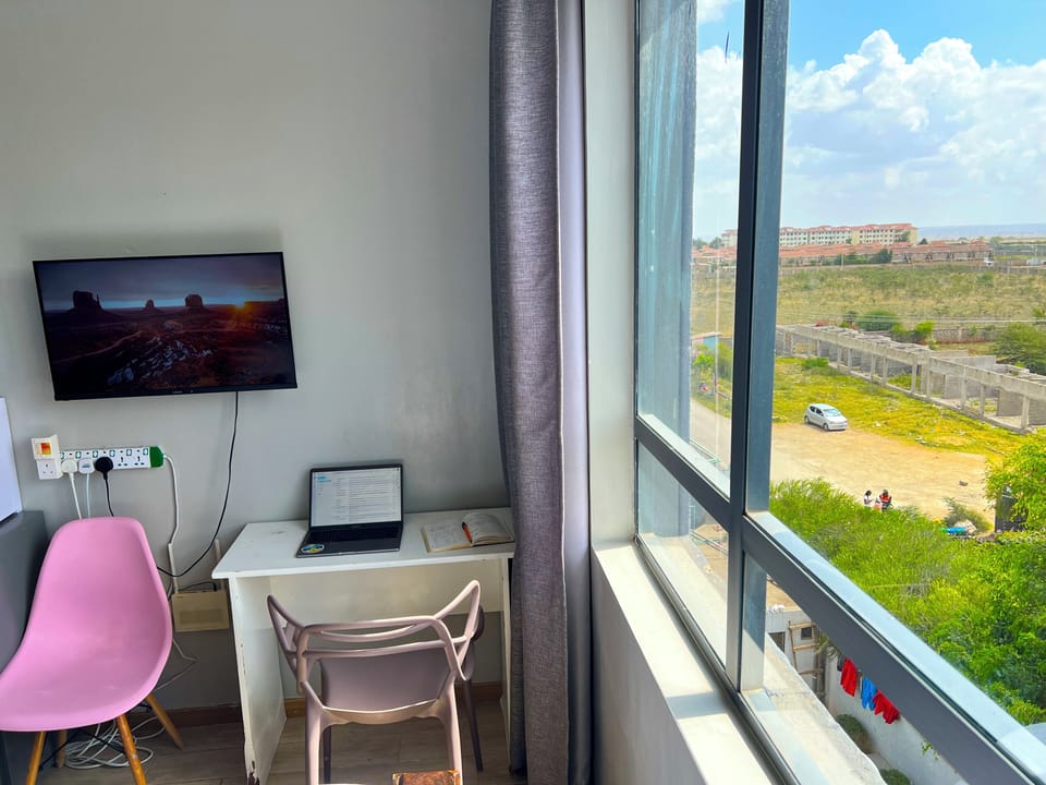 Studio | Memory foam beds, desk, laptop workspace, blackout drapes