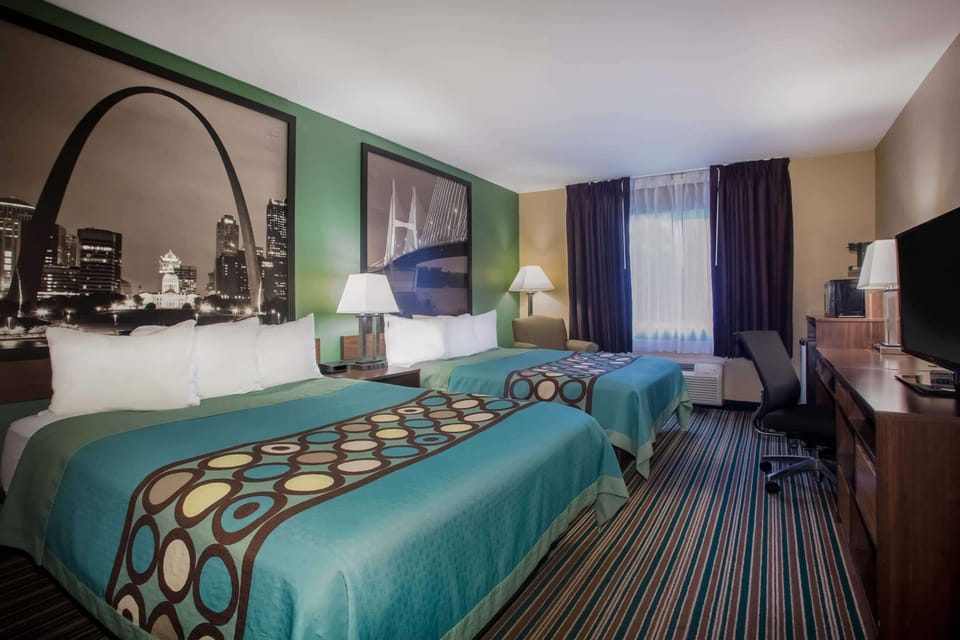 Room, 2 Queen Beds, Non Smoking | In-room safe, desk, blackout drapes, iron/ironing board