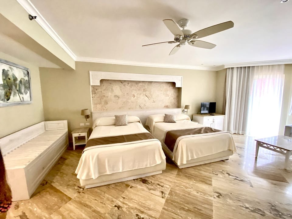 1 bedroom, desk, blackout drapes, iron/ironing board