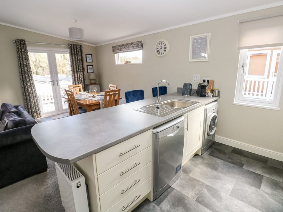 Fridge, dishwasher, electric kettle, toaster