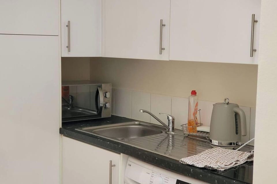 Fridge, microwave, stovetop, electric kettle