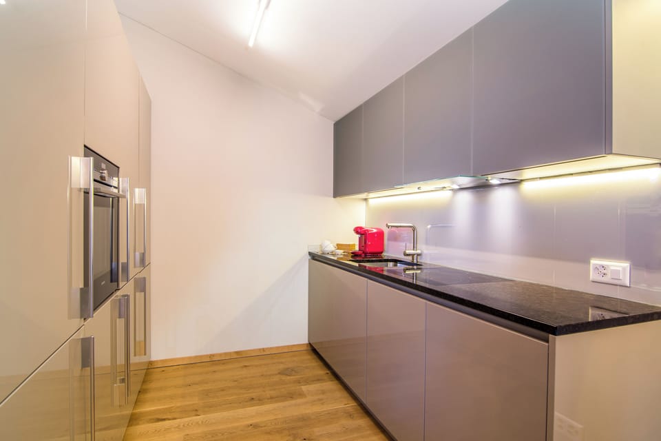 Panoramic Apartment, Kitchen | Private kitchen | Espresso maker, coffee/tea maker, electric kettle, highchair