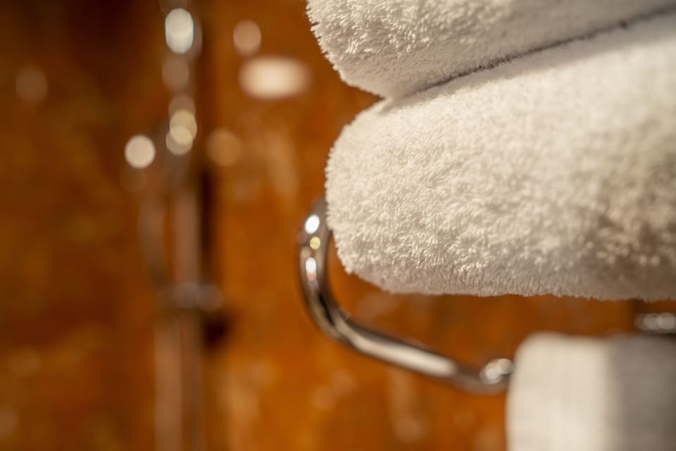 Bathtub, hair dryer, bidet, towels