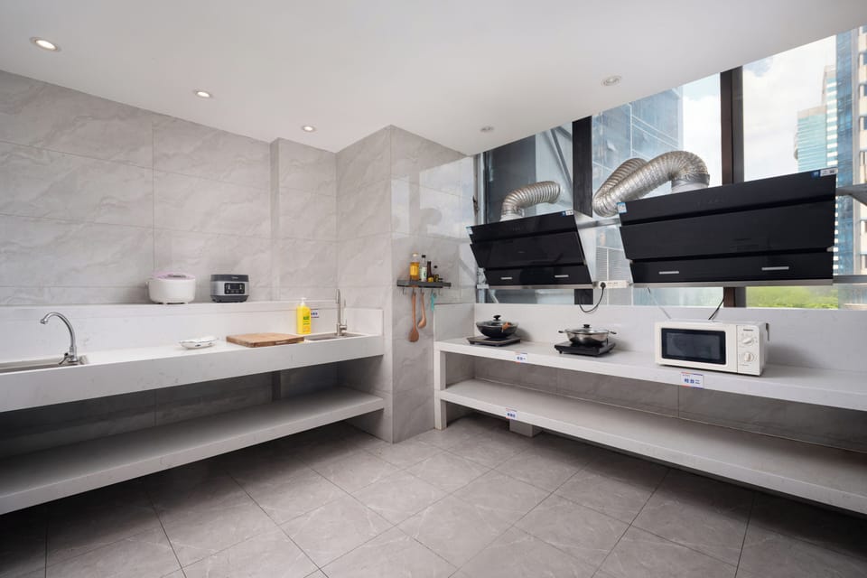 Shared fridge, microwave, highchair