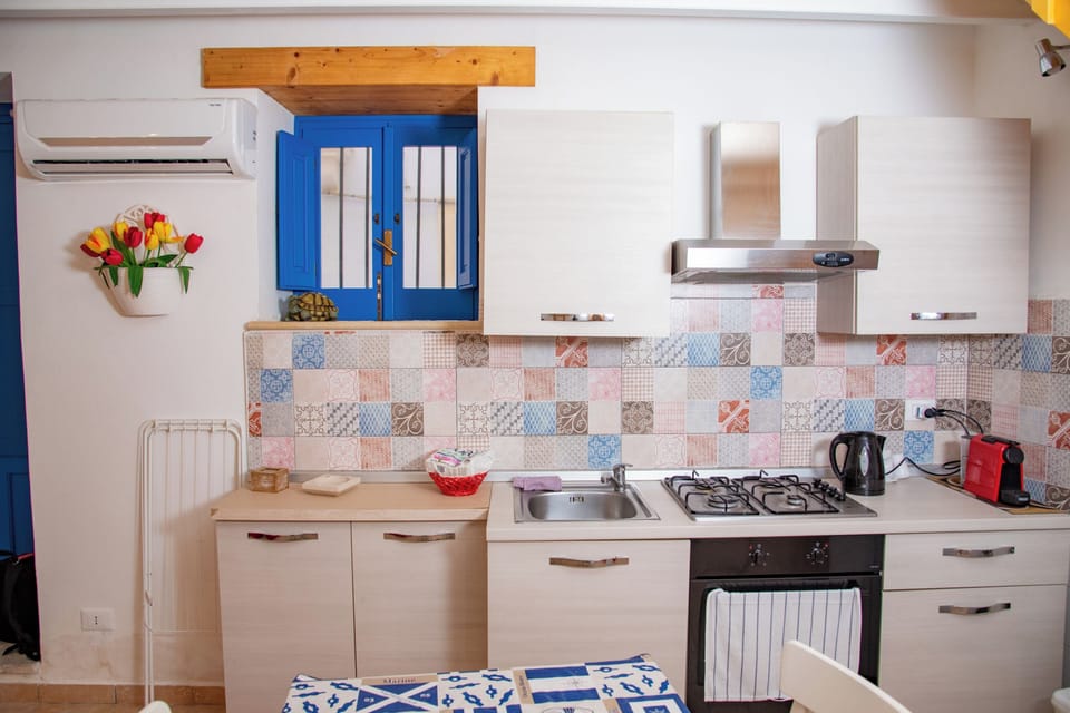Family Apartment, Multiple Bedrooms, Sea Facing (Casa Demetra 200m from sea) | Private kitchen | Fridge, microwave, oven, stovetop