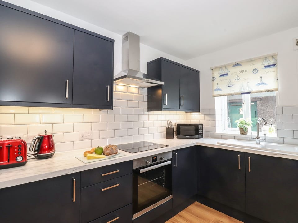 Fridge, dishwasher, electric kettle, toaster