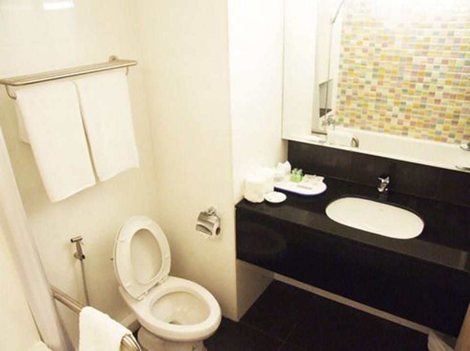 Shower, free toiletries, towels