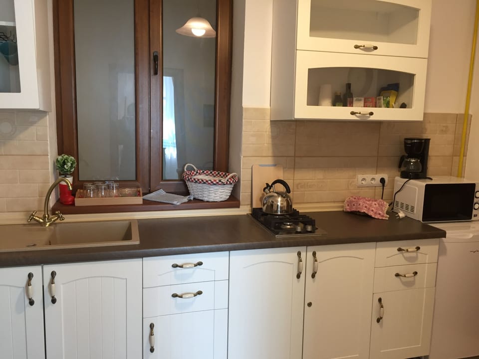 City Studio | Private kitchen | Mini-fridge, microwave, electric kettle, toaster