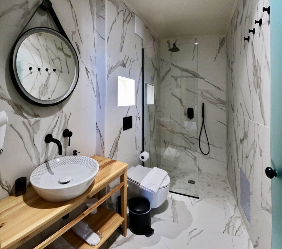 Deluxe Double Room | Bathroom | Shower, rainfall showerhead, hair dryer, bathrobes