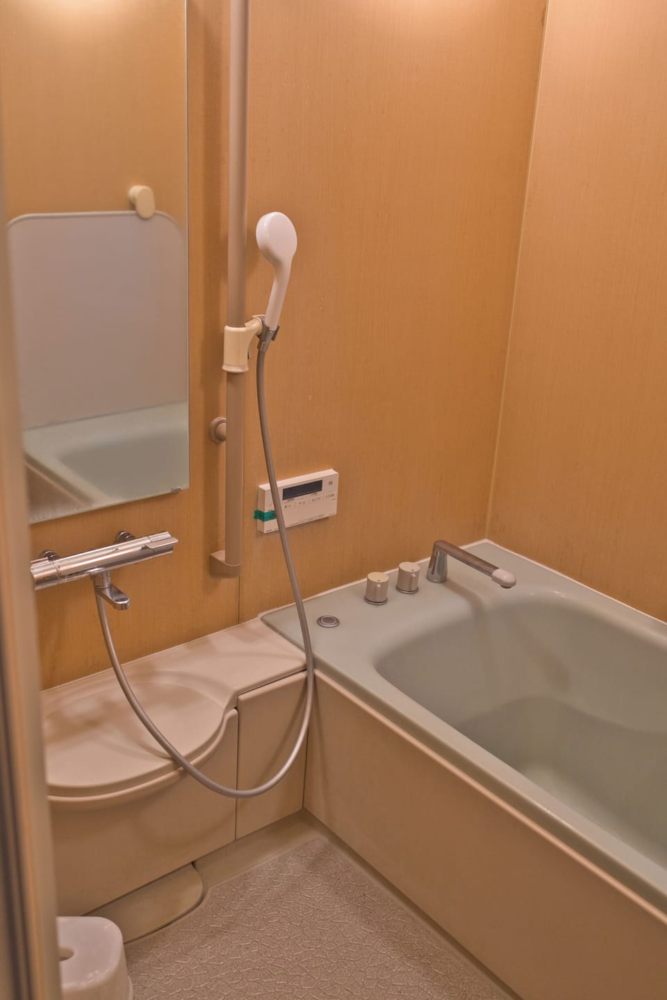 Shower, free toiletries, hair dryer, slippers