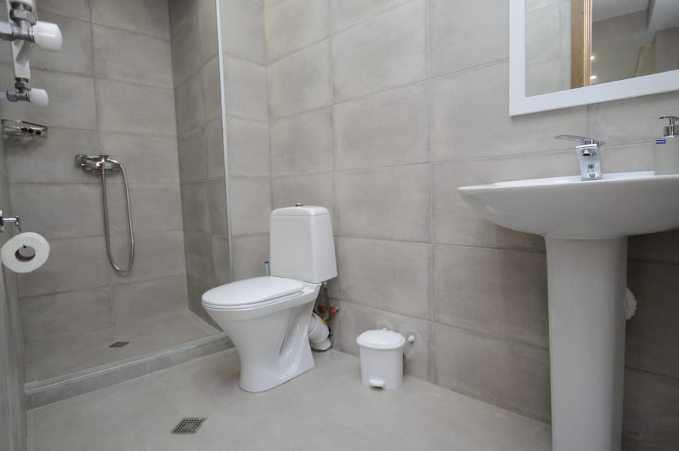 Quadruple Room | Bathroom | Shower, rainfall showerhead, free toiletries, hair dryer