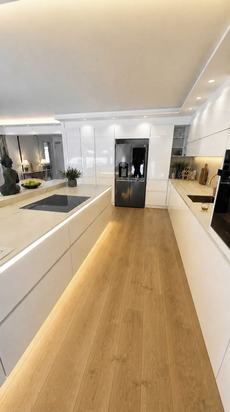 Luxury Apartment | Private kitchen | Full-size fridge, microwave, oven, stovetop