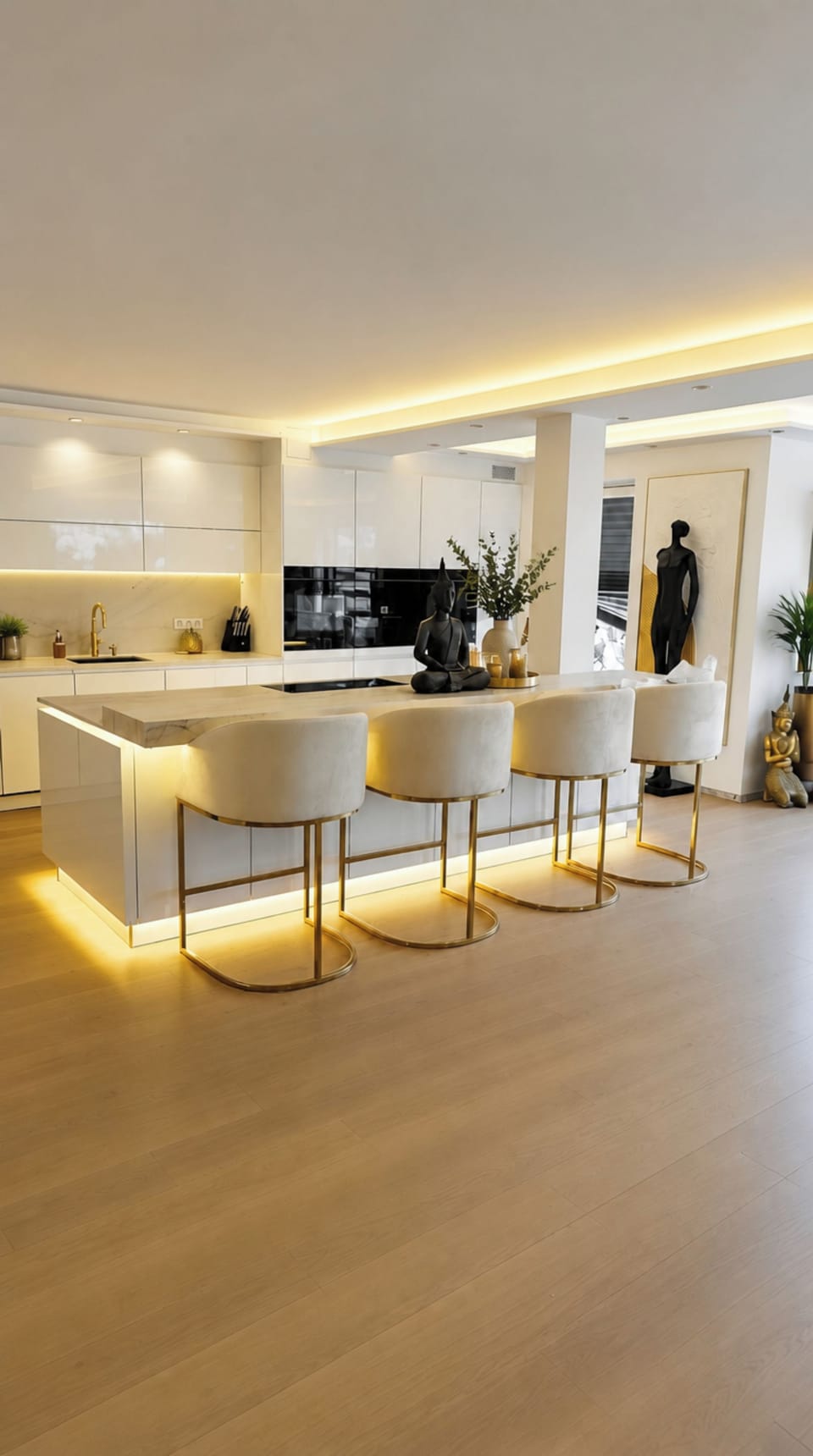 Luxury Apartment | Living area | 85-inch Smart TV with digital channels, TV, fireplace