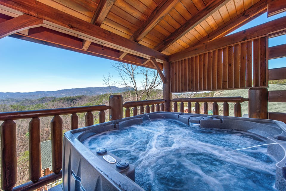 Cabin, Multiple Beds, Hot Tub, Mountain View | Outdoor spa tub