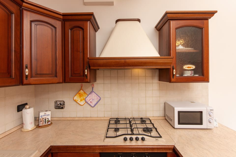 Full-size fridge, microwave, oven, stovetop