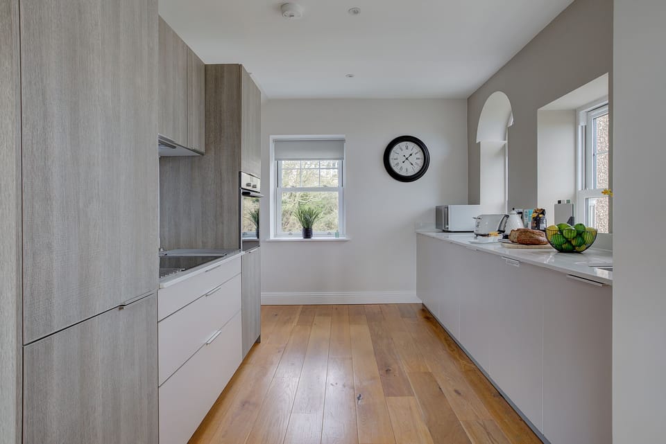 Fridge, dishwasher, electric kettle, toaster