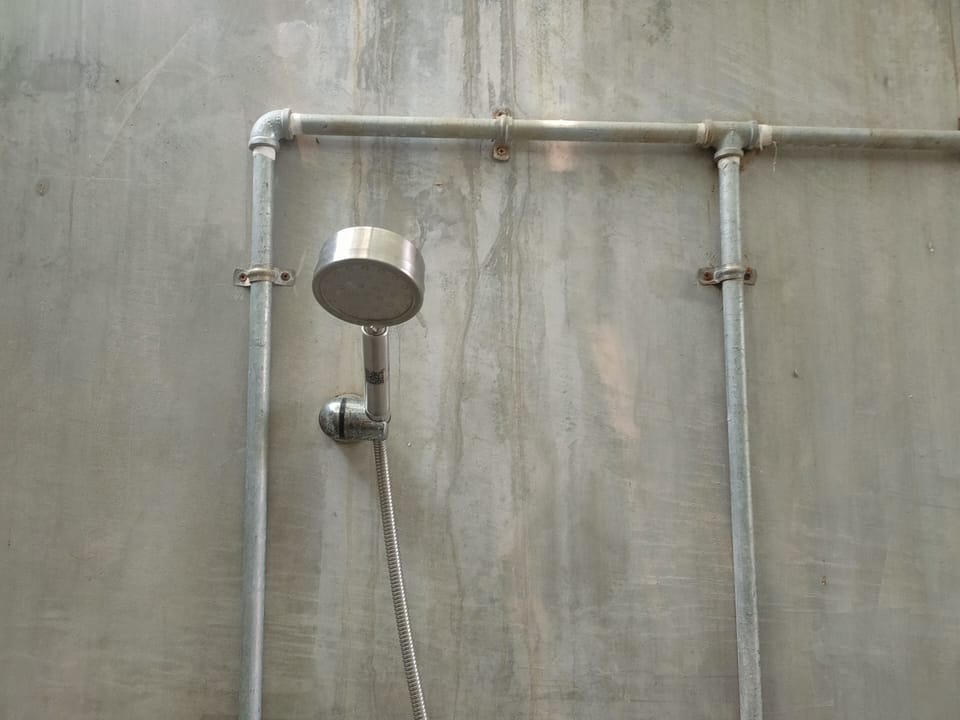 Shower, soap, toilet paper