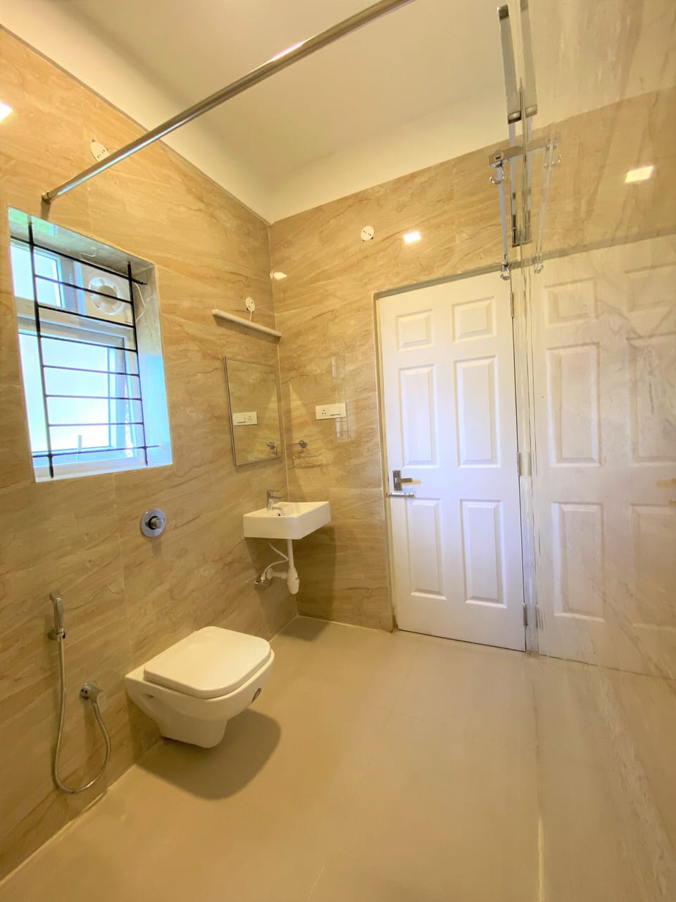 Shower, towels, soap, shampoo