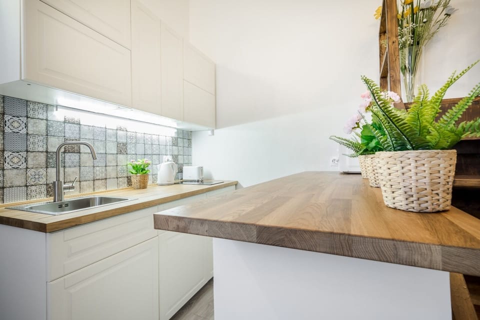 Deluxe Apartment | Private kitchen | Full-size fridge, espresso maker, electric kettle