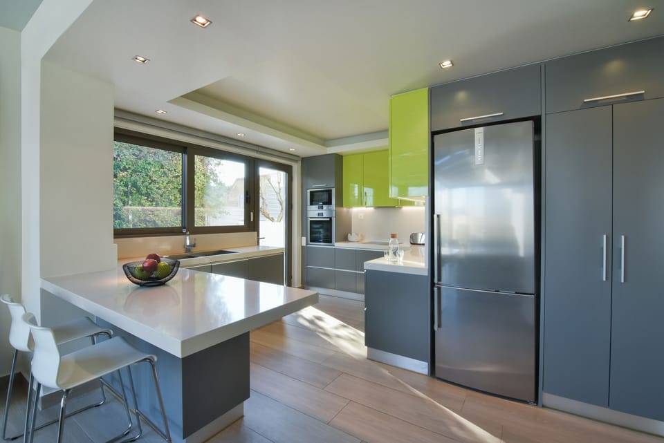 Villa | Private kitchen | Full-size fridge, microwave, stovetop, dishwasher