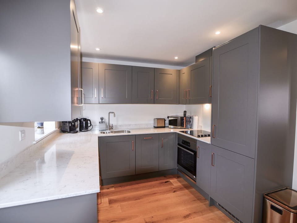 Fridge, dishwasher, electric kettle, toaster