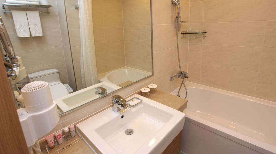 Shower, free toiletries, hair dryer, bathrobes