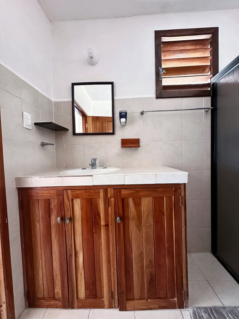 Basic Room, 2 Double Beds, Lake View | Bathroom | Shower, hair dryer, towels, soap