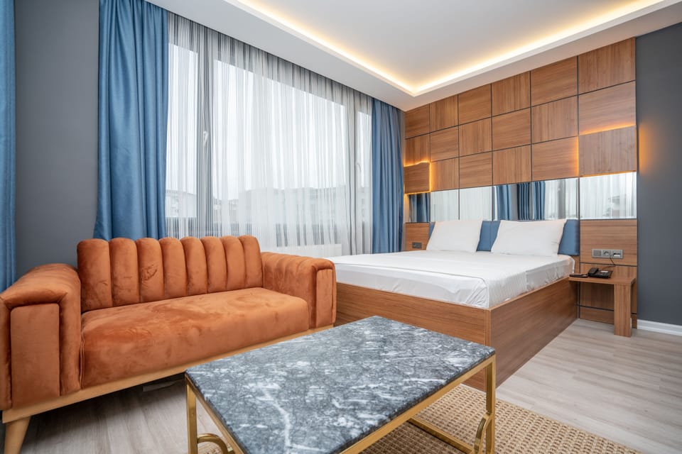 Premium bedding, minibar, desk, laptop workspace