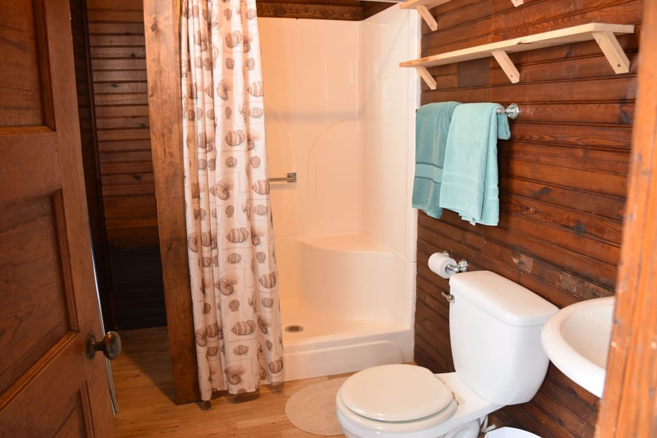 Shower, free toiletries, towels