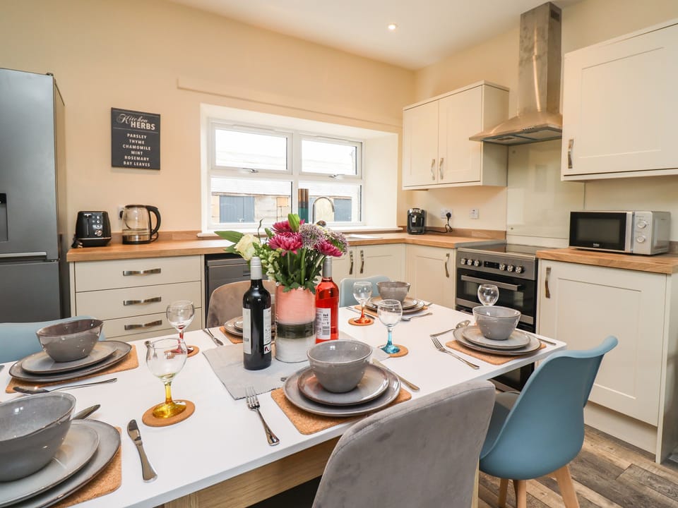 Fridge, dishwasher, electric kettle, toaster