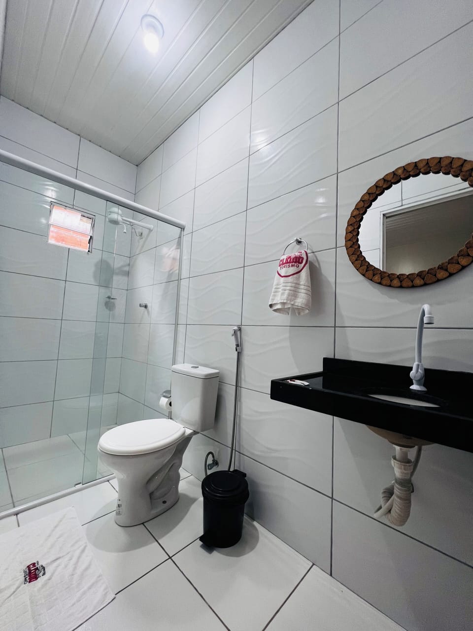 Shower, towels, soap, shampoo