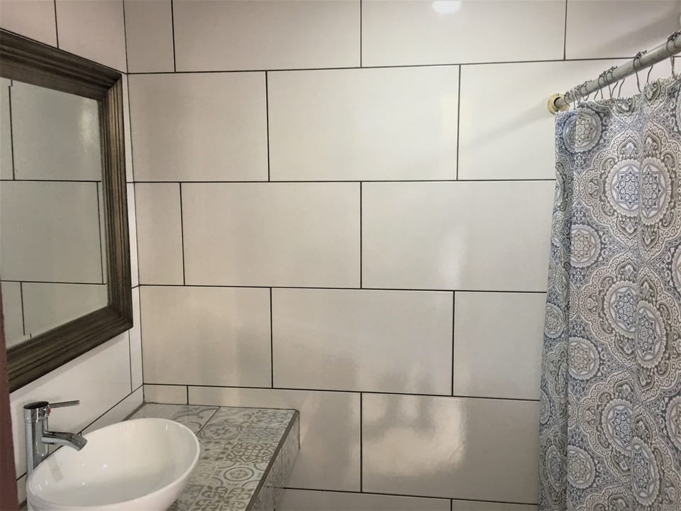 Shower, towels, toilet paper